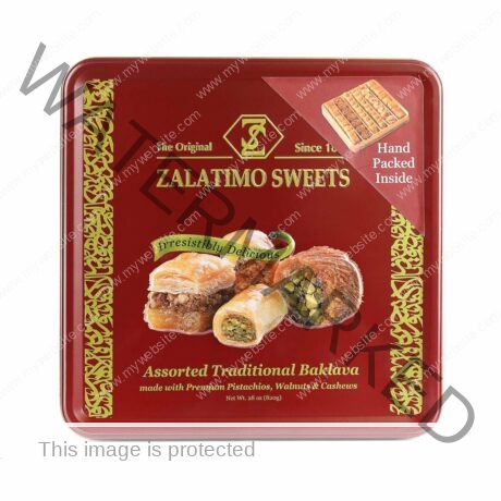 ZALATIMO Assorted Baklava 28 oz ( square tin )
