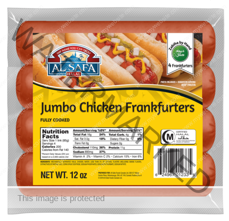 AL SAFA Jumbo Chicken Franks (Cooked) 12 oz