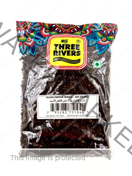 Three Rivers Black Pepper Whole 400 gm