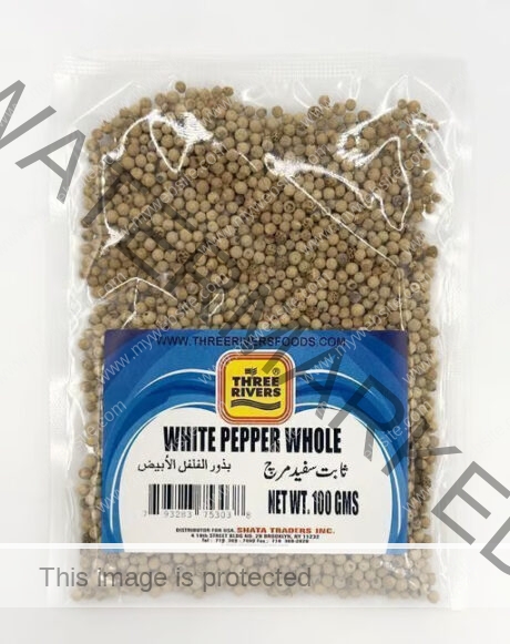 Three Rivers White Pepper Whole 100 gm