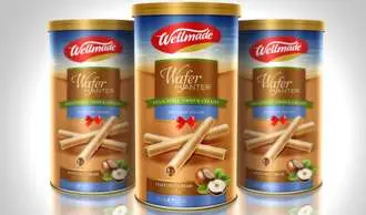 WELLMADE Hazelnut Wafer Roll 250 g TIN