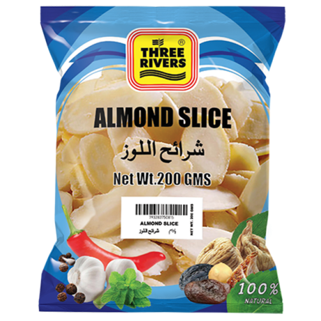 Three Rivers Almond Sliced W / Skin 200 gm